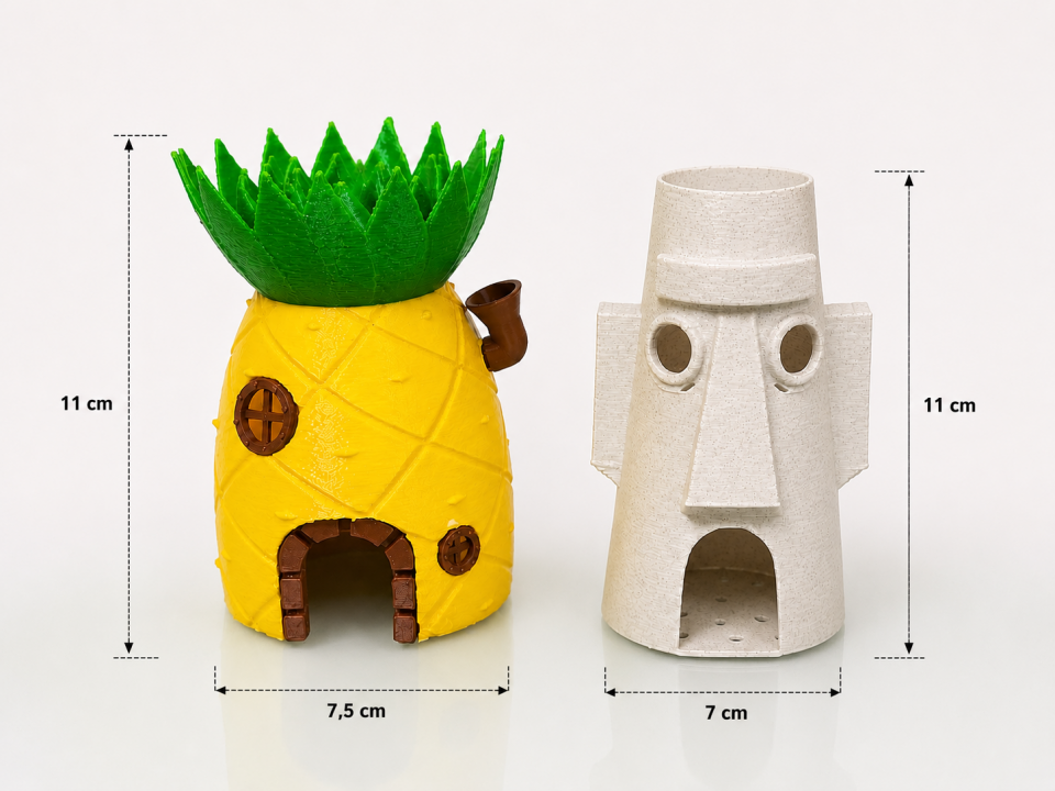 Akvaryum Dekoru 2li Set | Ananas Ev + Moai Ev SET-ANA-MOA-01