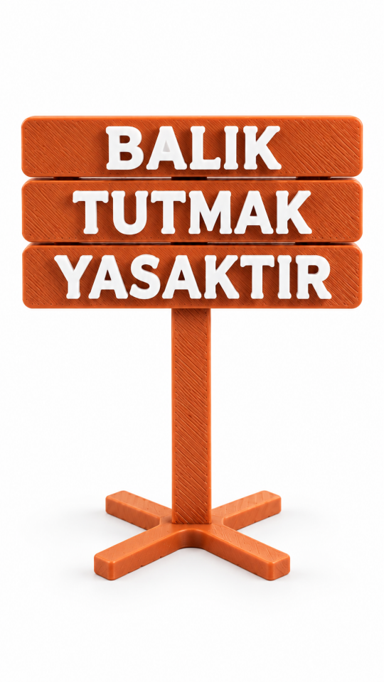 Balık Tutmak Yasaktır Akvaryum Tabelası 3D Dekor