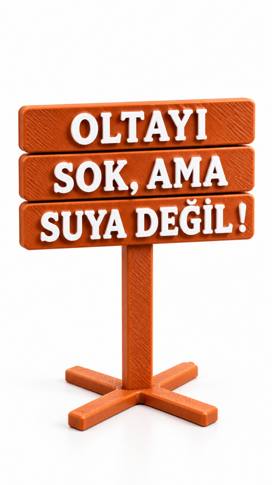 Oltayı Sok Ama Suya Değil Akvaryum Tabelası 3D Dekor