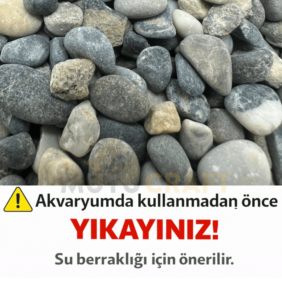 Doğal Dere Taşı Akvaryum Çakıl Taşı Dekoratif Akvaryum Kumu 1 Kg