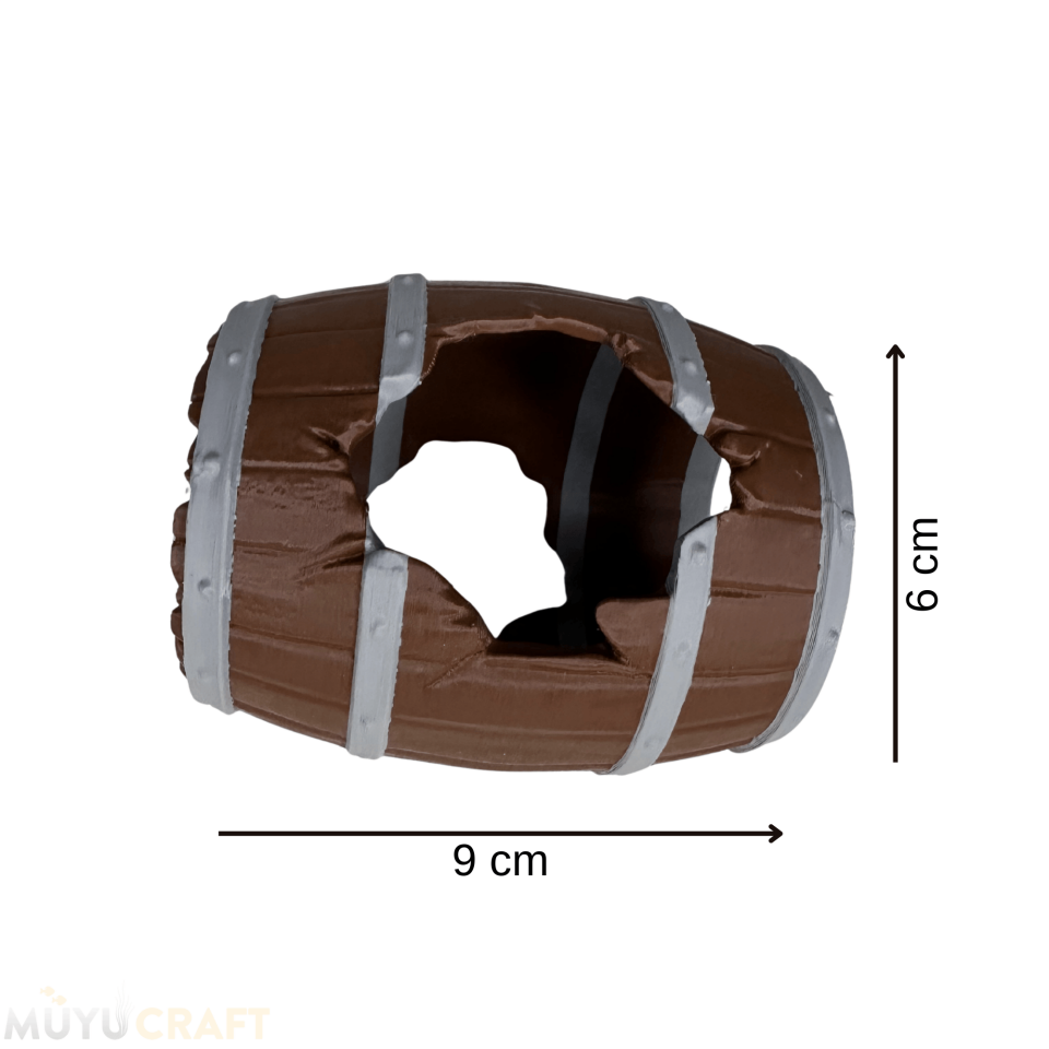 MUYU CRAFT Akvaryum Dekoru Kırık Ahşap Varil Mağara Balık Saklanma Alanı Dekoru Doğal Akvaryum Süsü