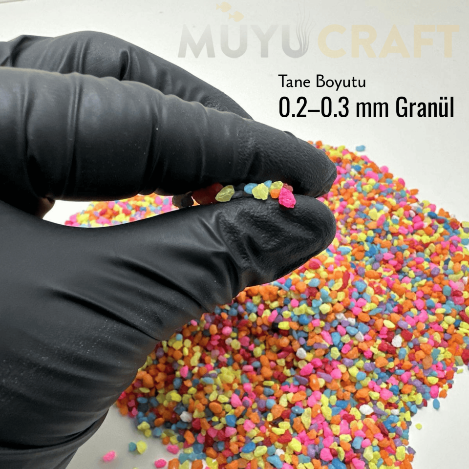 Renkli Akvaryum Taşı Dekoratif Granül Kum Bonibon Taş Teraryum Vazo ve Saksı Dekoru 3 Kg