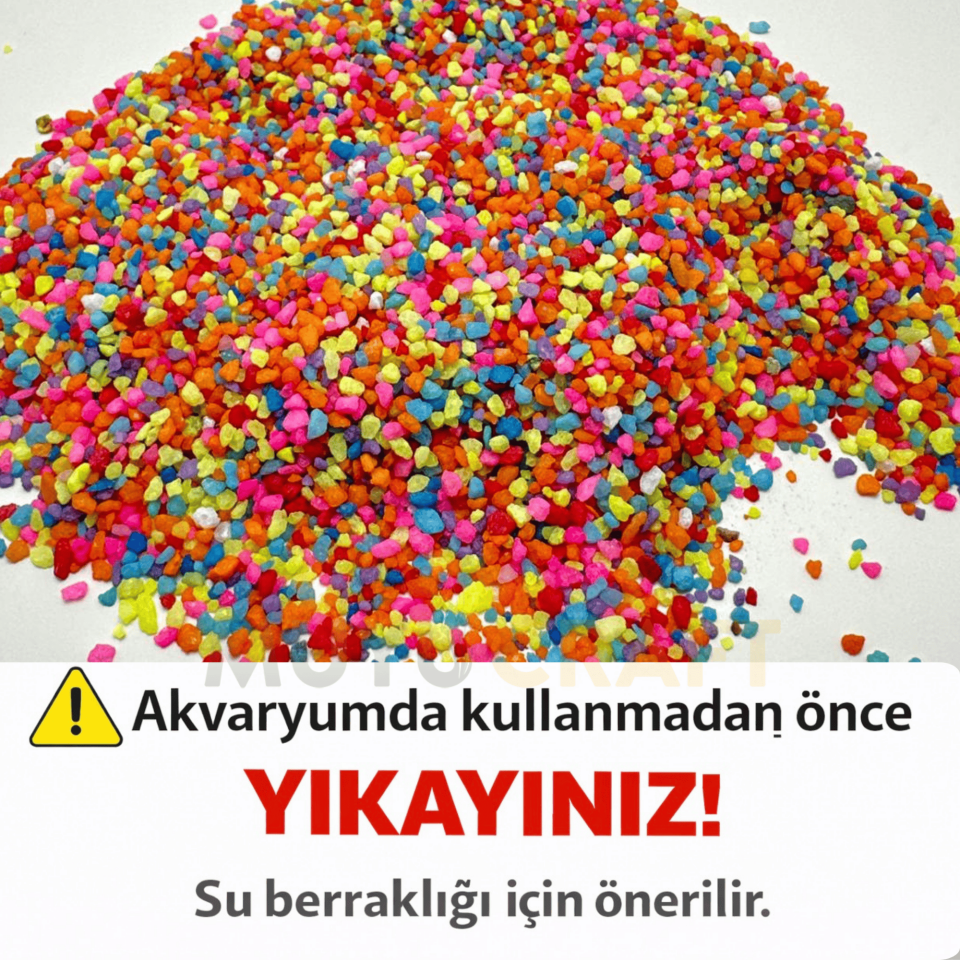 Renkli Akvaryum Taşı Dekoratif Granül Kum Bonibon Taş Teraryum Vazo ve Saksı Dekoru 500 Gr