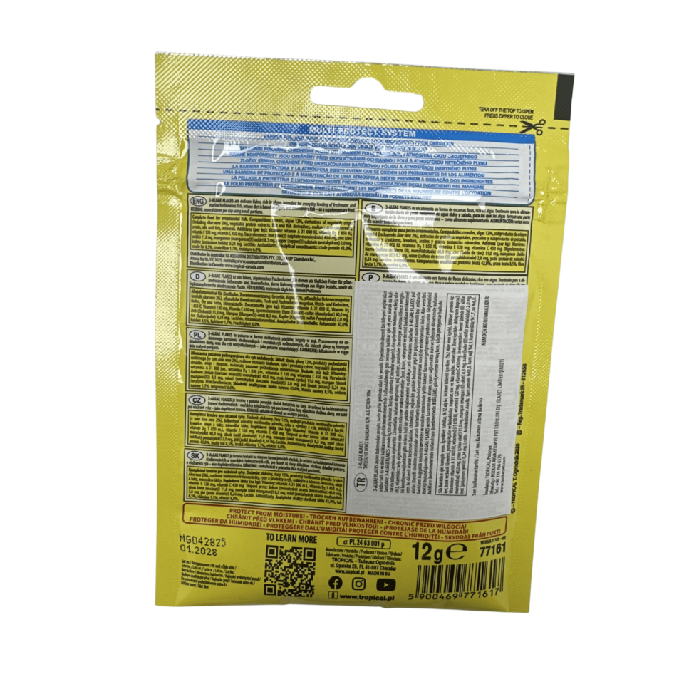 Tropical 3 Yosunlu Pul Balık Yemi Spirulina ve Aloe Vera İçerikli 12 Gr