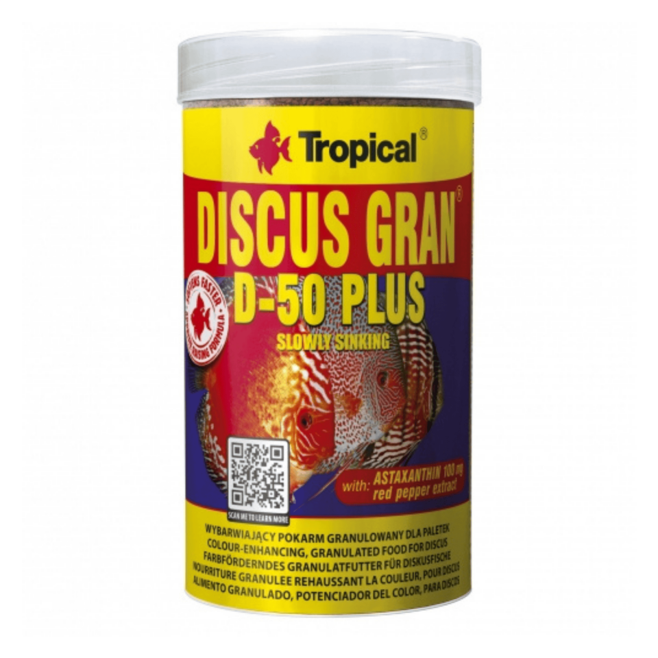 Tropical Discus Gran D-50 Plus Diskus Balığı Granül Yem Yüksek Proteinli 110 Gr 250 Ml
