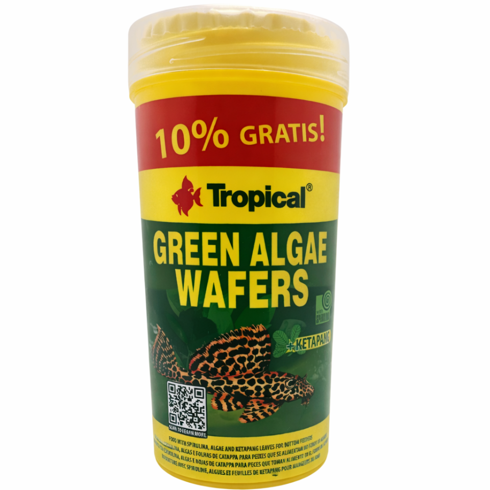 Tropical Green Algae Wafer Vatoz Yemi Yosun İçerikli Dip Yemi %10 Fazla 124,3 Gr