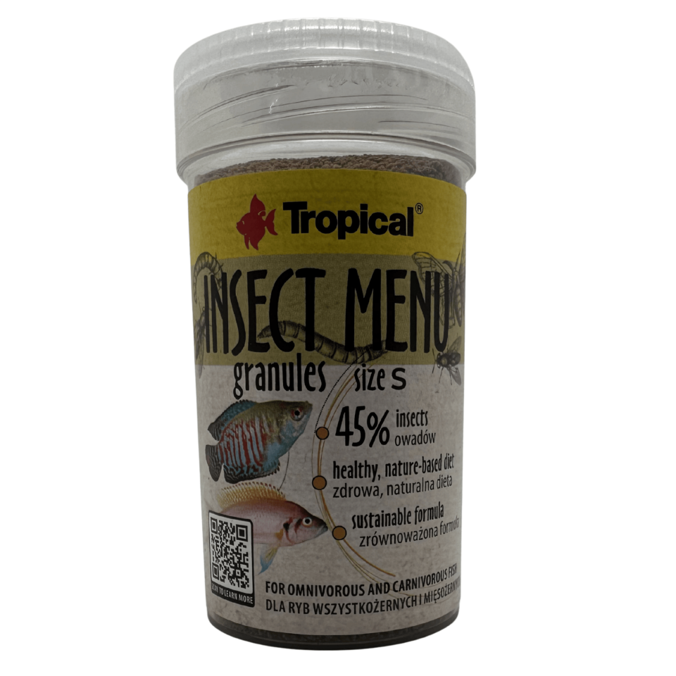 Tropical Insect Menu Granül Balık Yemi Böcek Proteinli %45 İçerikli Küçük Boy 54 Gr 100 Ml
