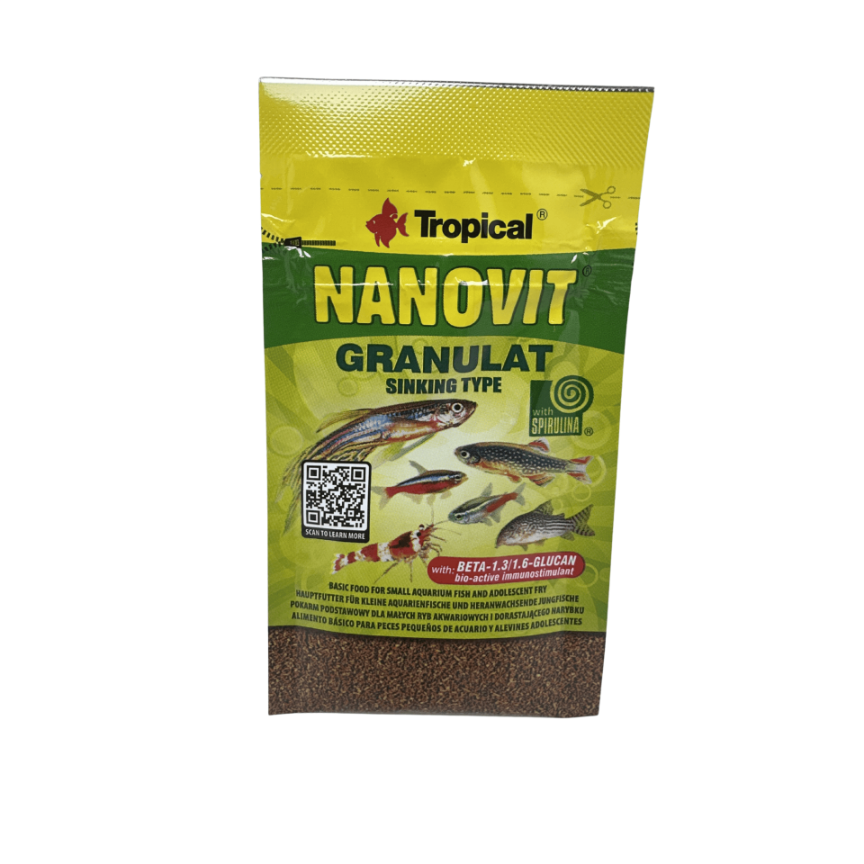 Tropical Nanovit Granül Dibe Batan Balık Yemi 10 Gr Küçük Akvaryum Balıkları İçin