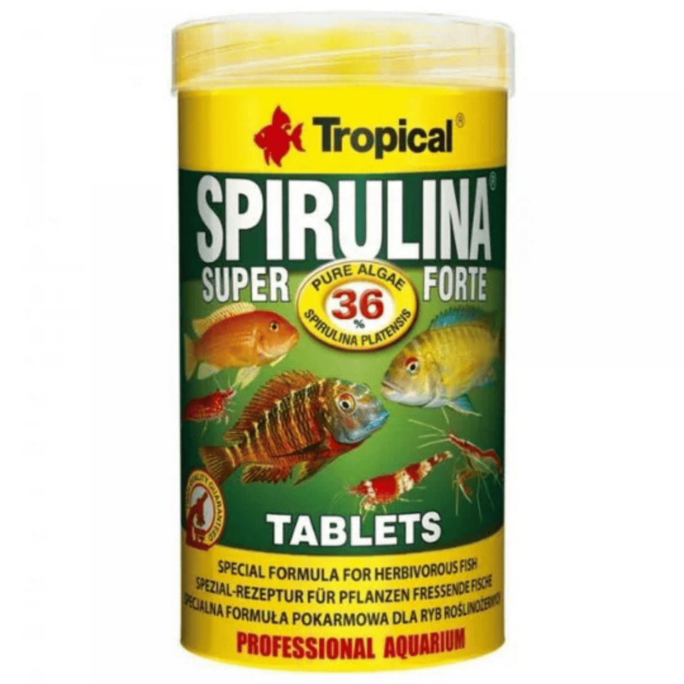 Tropical Spirulina Super Forte Tablet Balık Yemi Bitkisel İçerikli Cichlid ve Karides İçin 150 Gr 250 Ml 340 Adet