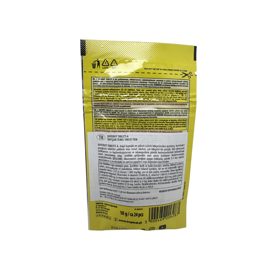 Tropical Supervit Tablet Akvaryum Balık Yemi 10 Gr 24 AdetGenel Kullanım