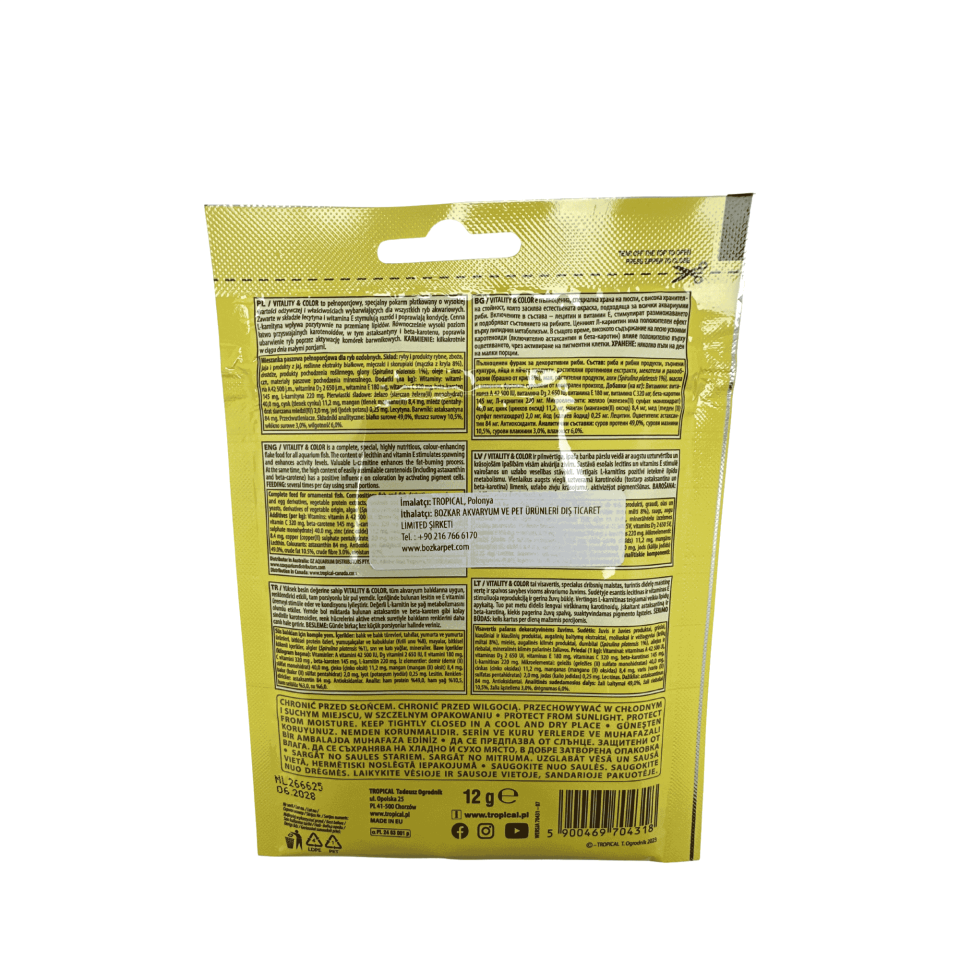 Tropical Vitality & Color Pul Balık Yemi Renk Canlandırıcı ve Canlılık Destekleyici 12 Gr