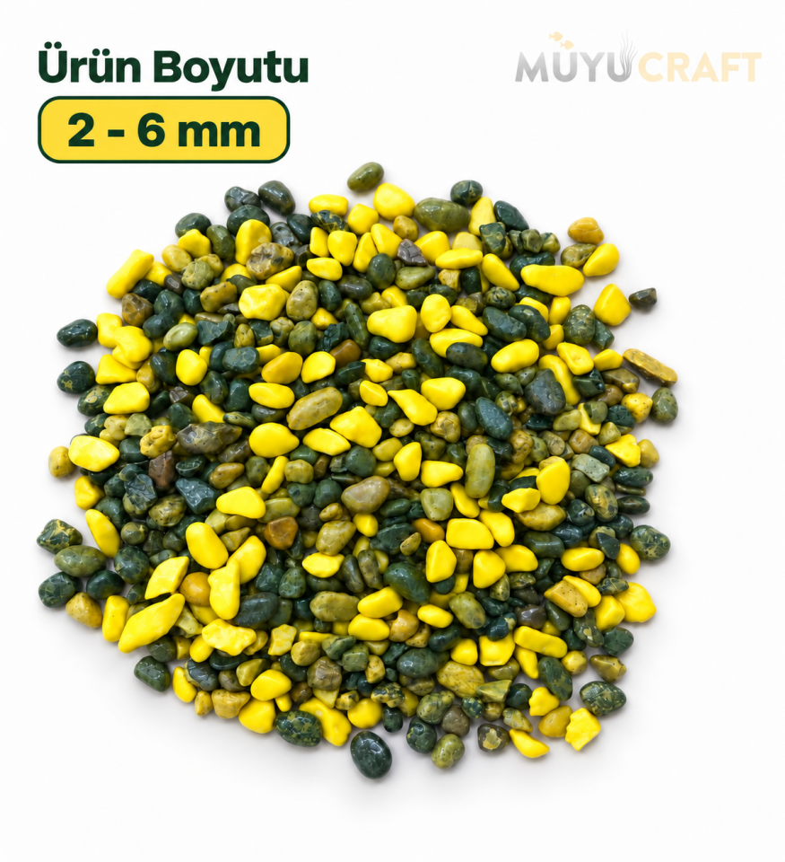 Sarı Yeşil Akvaryum Dekor Taşı Renkli Çakıl