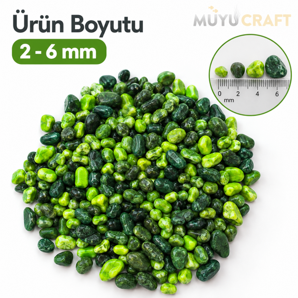 Yeşil Akvaryum Dekor Taşı Renkli Çakıl