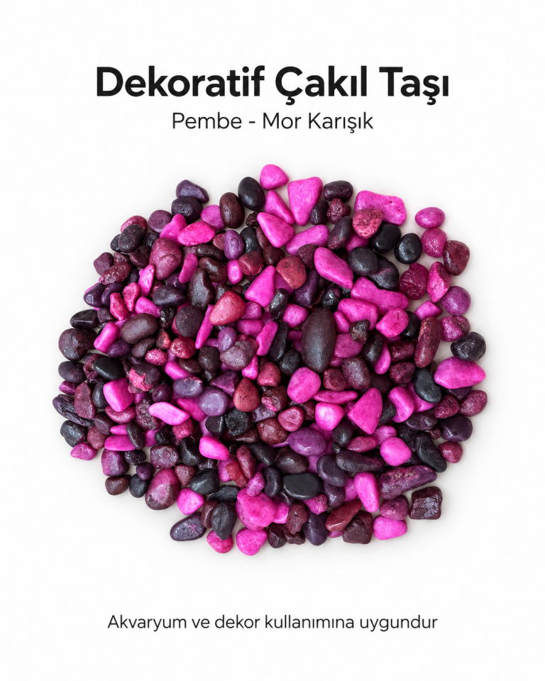 Pembe Mor Akvaryum Dekor Taşı Renkli Çakıl